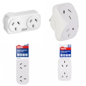 Twin Plug Right Hand / Triangular Double Adaptor Arlec 240V, 10amp, 2400 - Picture 1 of 5