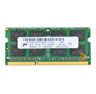 Micron 4GB 2RX8 DDR3 1066MHz PC3-8500S 1.5V SODIMM Laptop Memory RAM Low Density - Image 1 of 4