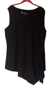 Diane Gilman Top Womens Size 2X Black DG2 Sleeveless Asymmetrical EX - Picture 1 of 3