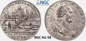 NGC Regensburg 1791 AU-58 1/2 Thaler Silver City View Coin Germany Rare - Picture 1 of 8