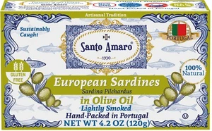 12 Pack Santo Amaro European Wild Sardines in Olive Oil Lightly Smoked (120g/un) - Picture 1 of 10
