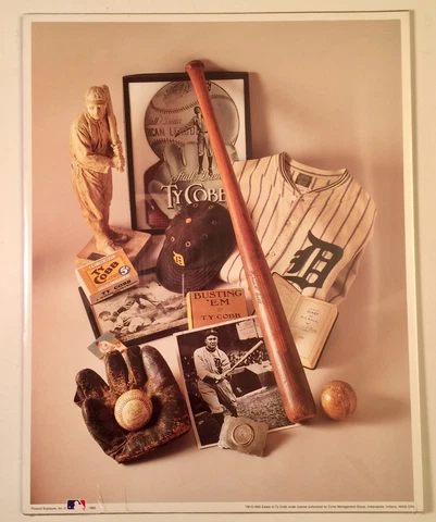 Ty Cobb The Georgia Peach 1993 14" x 11" Print Detroit Tiger Poster Print COA Cover