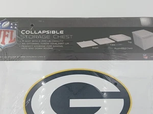 Green Bay Packers 15" Plegable Cubo de Almacenamiento Cofre Otomano Asiento Acolchado - Imagen 1 de 9