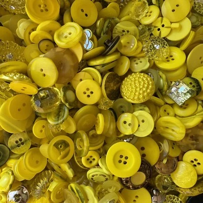 New! Mixed Lot Dyed Neon Yellow Premium Buttons All Sizes For Embellishments - Image 1 of 3