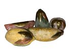 Vintage Terra Cotta Pottery Lot of 5 Fruits Mexican Clay Art Hand Painted Rustic