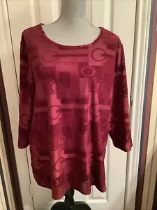 Maglione Pullover Burnout Velluto Brigetta Chico’s 3 XL Tunica Geometrica Porto Vino - Foto 1 di 9