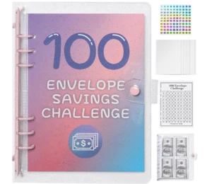 100 Day Savings Challenge Binder, Envelope Challenge Binder Saving Money Challen - Picture 1 of 7