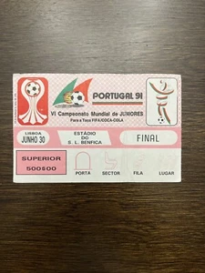 Biglietto finale FIFA U20 WC 1991 Portogallo v Brasile *Figo Rui Costa Roberto Carlos - Foto 1 di 2