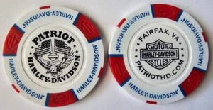 PATRIOT HARLEY-DAVIDSON Fairfax VA White/Red/Blue Signature Poker Chip - Picture 1 of 3