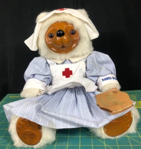 Vintage Raikes Bär "Margaret" Krankenschwester 15" Holz Gesicht & Füße limitiert # 852 von 7500 - Bild 1 von 9