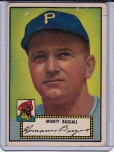 1952 Topps Baseball Card #12 Monty Basgall Pittsburgh Pirates Black Back