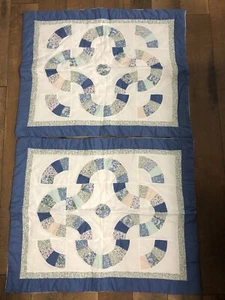 Bed Pillow Sham Pair Quilt Pattern Design Blue NWOT Standard - Picture 1 of 1