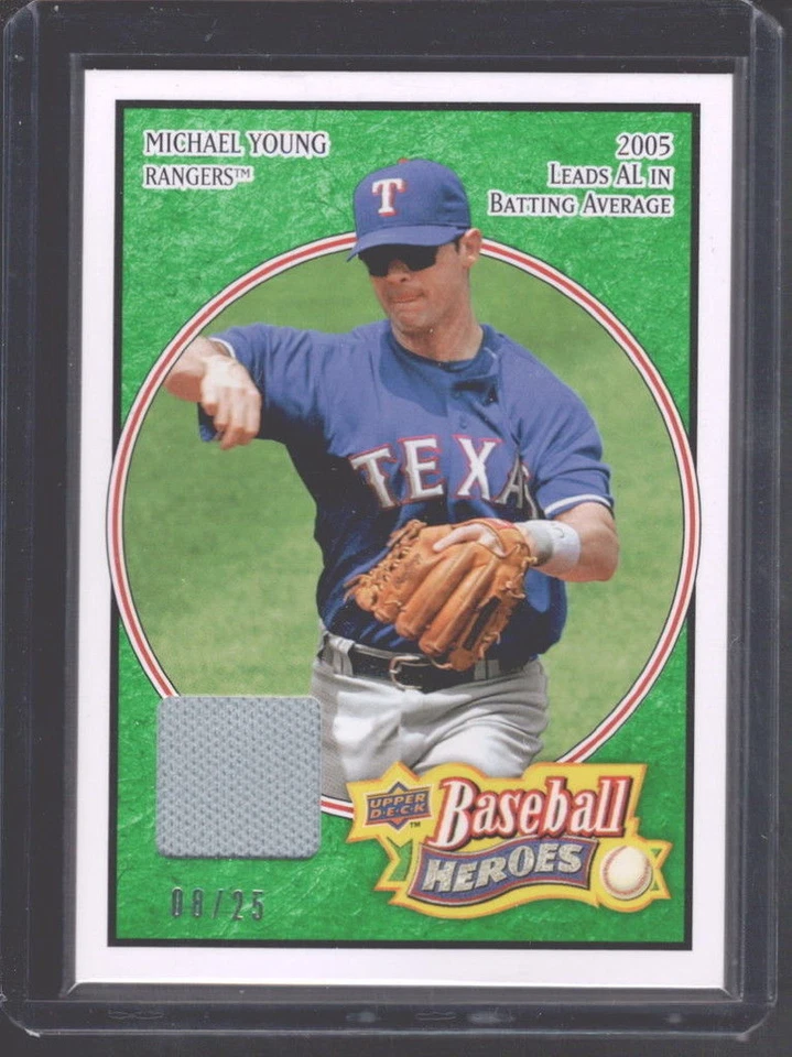 2008 UPPER DECK BASEBALL HEROES MICHAEL YOUNF RANGERS JERSEY CARD #ED 8/25 - Image 1 of 1