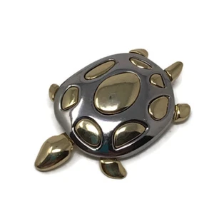 Turtle Brooch Two Tone Silver Gold Sea Turtle - Afbeelding 1 van 4