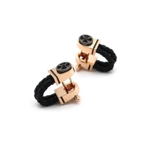Rose Gold Cufflinks Novelty Loop Round Shirt Cuff Links Fashion UK Stock - Picture 1 of 7