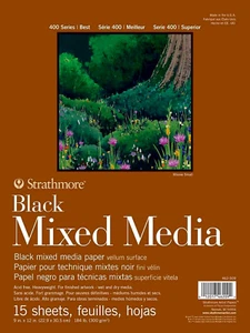 400 Series Mixed Media Paper, Black, Foldover Pad, 9X12 Inches, 15 Sheets (184Lb - Picture 1 of 12