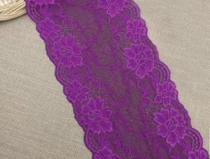 7" breit Stretch Blumen Spitze Pflaume Dessous, Stirnband, Handschuhe, Schleife y0420 - Bild 1 von 1