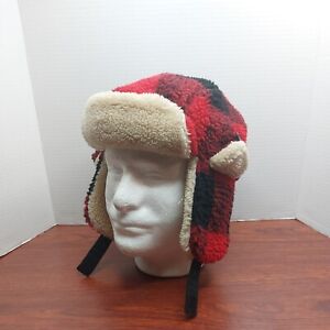 Old Navy Kids Size L Adult Small Plaid Sherpa Trapper Hat