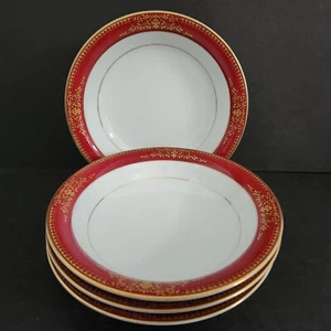 Goldmere By Noritake 7 1/2" Coupe Soup Bowls Set Of 4 #6525 Gold Trim - Picture 1 of 9