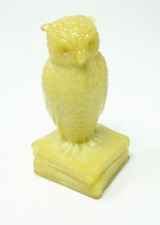 Degenhart Glass Yellow Green Lemon Wise Owl Books Figurine UV Glows Cadmium