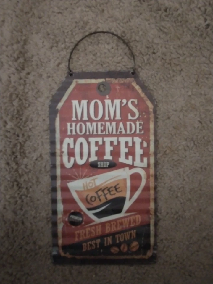 CORRUGATED METAL SIGN FROM TN - MOM'S HOMEMADE COFFEE - BRAND NEW - 9 x 5 - Image 1 of 1