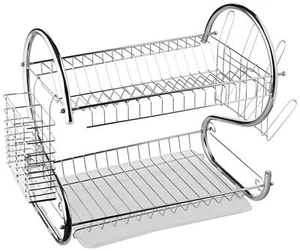 Chrome-Plated Metal Dish Drying Rack for Kitchen Sink - Picture 1 of 3