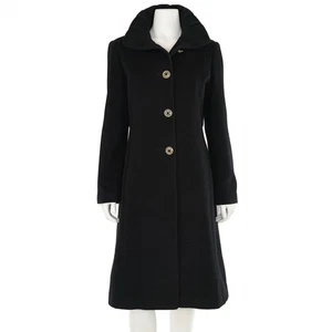 *GORGEOUS* St John Knits | Coats Black Leopard Lined Angora Mid Length Coat sz 6 - Picture 1 of 12