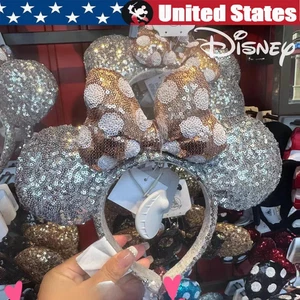 Disney Parks Polka Dot Ears Rose Gold Silver Sequins Mickey Mouse Headband 🎉 - Picture 1 of 8