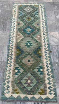 Alfombra de corredor de pasillo afgana de 2x6 pies para cocina decoración del hogar alfombra Kilim de lana Foto 1 de 4
