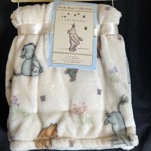 New- Soft Plush Fleece CLASSIC POOH & EYEORE FRIENDS Baby BLANKET 30x40" - Picture 1 of 5
