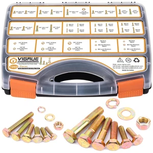 1060PCS SAE e Kit Assortimento Dadi Metrici Bulloni 1/4-20 5/16-18 3/8-16 e M6 M5 M - Foto 1 di 12