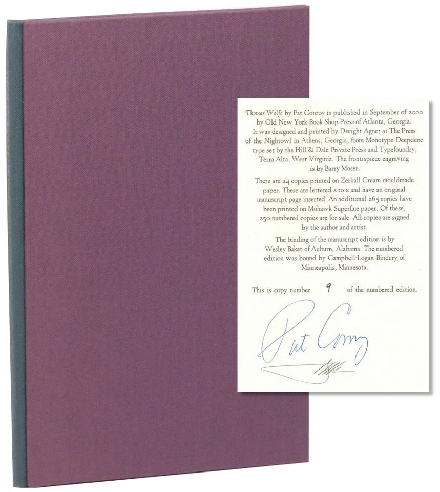 Pat Conroy / Thomas Wolfe Signed 2000 Foto 1 de 1