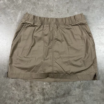 Saia prAna Feminina 8 Marrom Forrada Elástica Externa Conforto Usada - Imagem 1 de 4