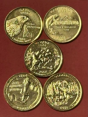 2006-2015-D WASHINGTON QUARTER 5 COIN SET 24 K GOLD PLATED 🇺🇸 #M36 - Image 1 of 4