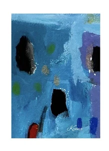 Tarjeta de coleccionista de arte Aceo por Kenna pintura original abstracta 2,5” X 3,5” firmada - Imagen 1 de 3