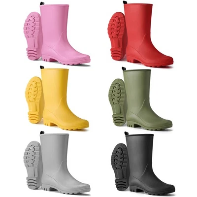 Botas de lluvia HISEA para mujer impermeables botas de goma de pantorrilla ancha botas Wellington mate Foto 1 de 4