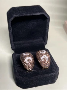 Pendientes Diamonique 5,75 Ctw Coñac y Blanco - Imagen 1 de 5