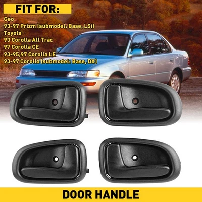 4X Interior Door Handle Black for 1993-1997 Toyota Corolla Geo Prizm EXD - Imagem 1 de 4