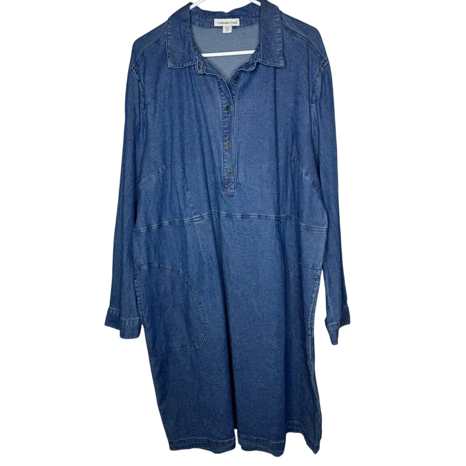 Coldwater Creek Women’s Denim Dress Button Long Sleeve Size 2X Mature Casual - Image 1 of 4