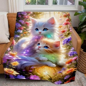 Manta polar microfelpa diseño gatos ligera ultra suave 50x60 60x80 - Imagen 1 de 12