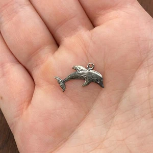 Bracciale Vintage Argento Sterling 925 Delfino Oceano Spiaggia Ciondolo Charm - Foto 1 di 3