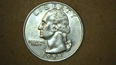 1998-D Washington Quarter, Error Double-Die Mint on "D" and "In God We Trust" - Image 1 of 4