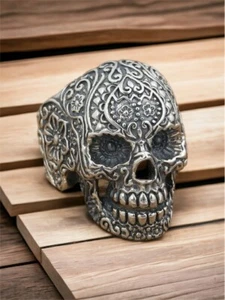 Totenkopf 925 Sterling Silber Totenkopf Herren Biker Reiter Ring Geburtstag Geschenk - Bild 1 von 4