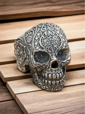 Teschio 925 Argento Sterling Testa Uomo Biker Rider Anello Compleanno Regalo #2 - Immagine 1 di 4