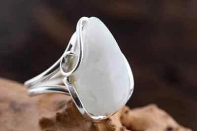 Bonito anillo hecho a mano de plata de ley 925 con piedras preciosas de luna arco iris todas las tallas S-44 Foto 1 de 4