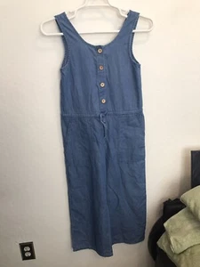 Zara Kids Jumpsuit Chambray Denim Blue Girls Size 11-12 NEW - Picture 1 of 11