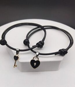 2pcs Couple Heart Lock And Key Magnetic Handmade Bracelet Best Love Promise