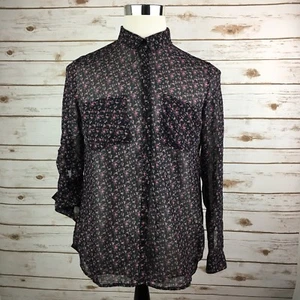 XHILARATION halbtransparente Bluse Damen Small BoHo Bauern Blumen Taschen Hi-Low   - Bild 1 von 11