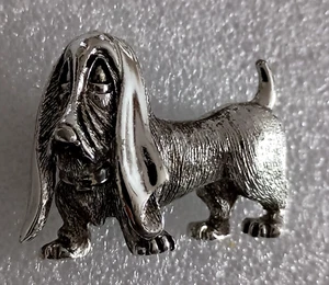 Vtg Silvertone Basset Hound Dog Brooch Jewelry Estate Pin 1980s Nice Piece - Imagen 1 de 3