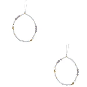2 Count Mobile Phone Chain Cellphone Lanyard Beads Necklace Holder with - Zdjęcie 1 z 12